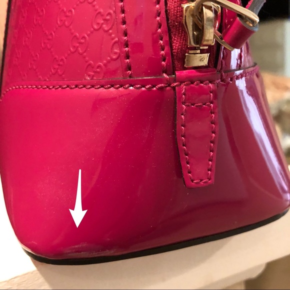 Gucci Microguccisima Top Handle Bag,Fuchsia Patent - Picture 6 of 8